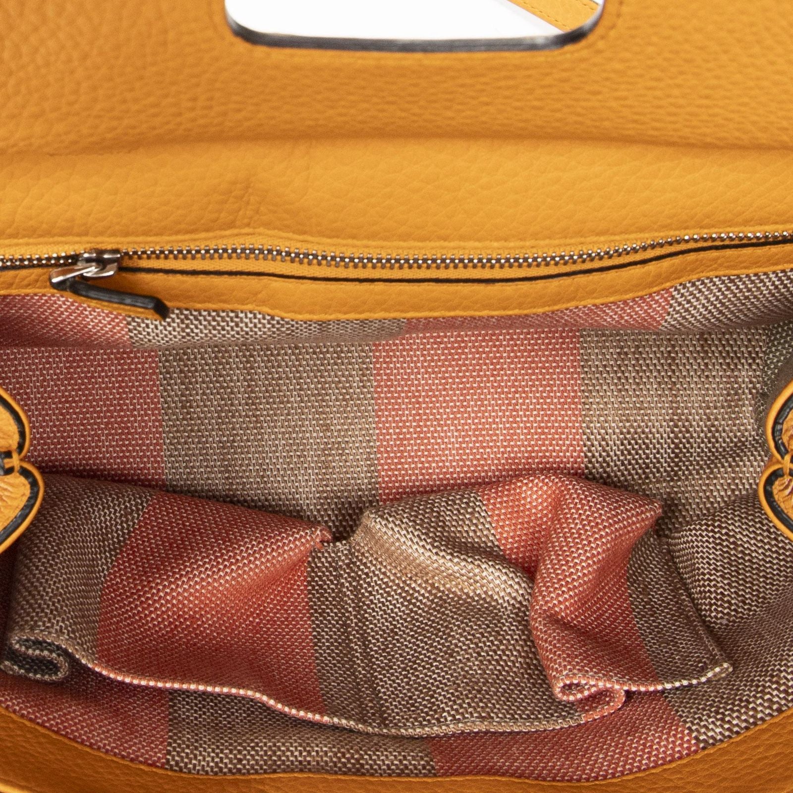 Gucci Small Bamboo Top Handle Flap Mustard Yellow Gray Calfskin Leather — view 9