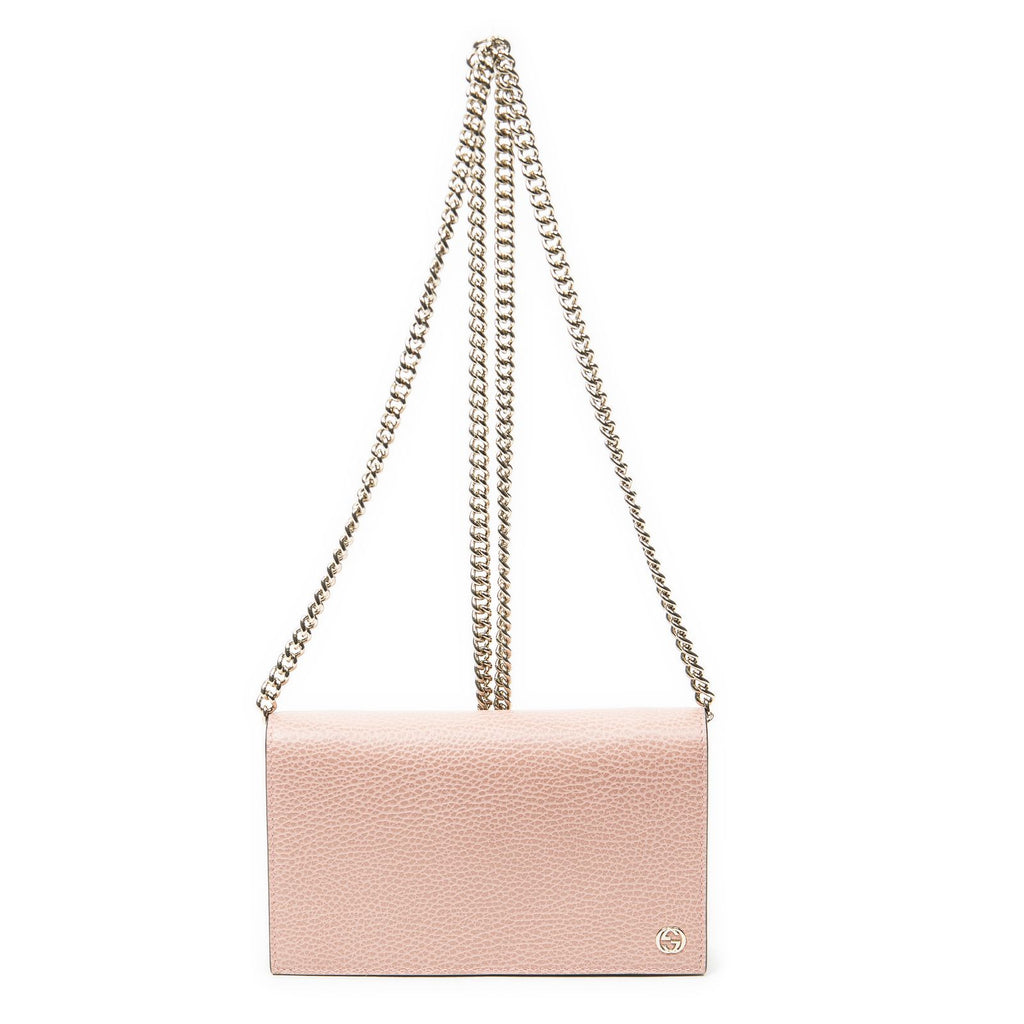 Gucci Chain Wallet Pink Calfskin Leather