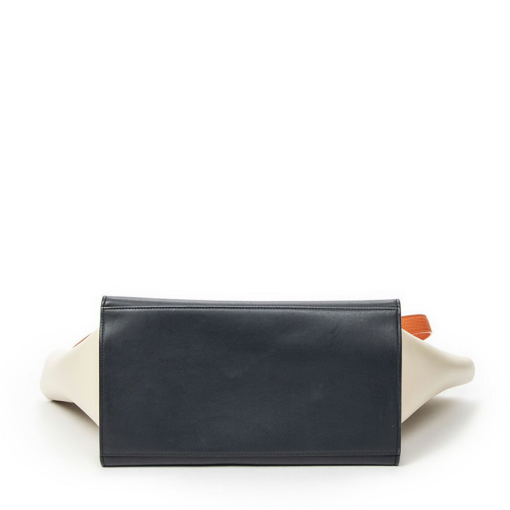 Celine Midi Trapeze Orange Black Ivory Calfskin Leather Messenger — view 6