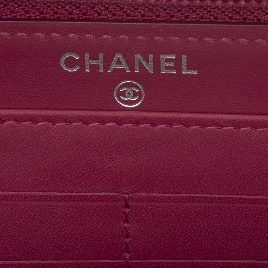 Chanel Timeless Zip Around Wallet Raspberry Pink Caviar Leather — view 5