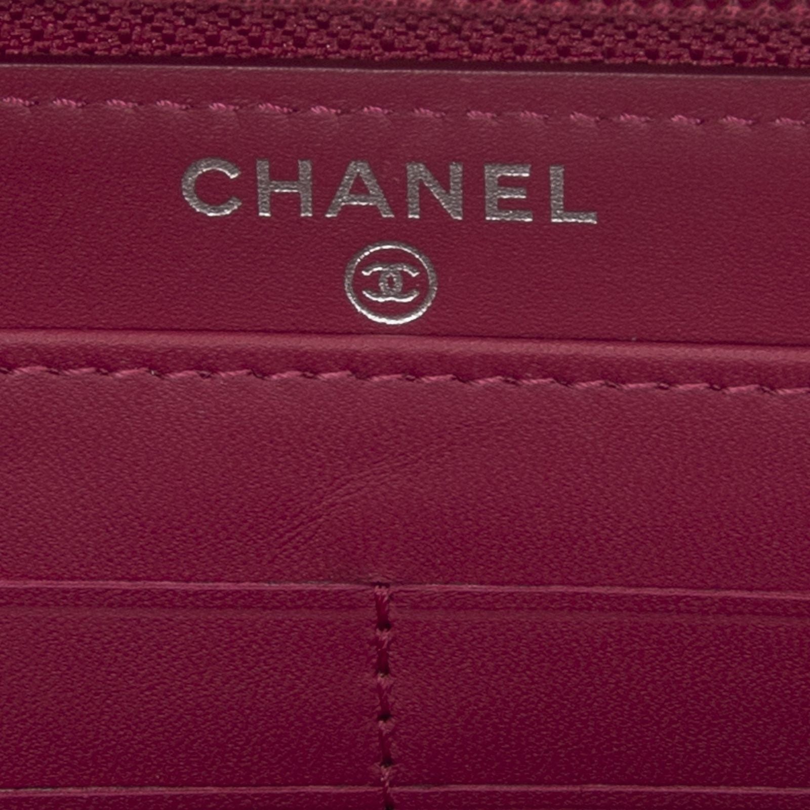 Chanel Timeless Zip Around Wallet Raspberry Pink Caviar Leather — view 5