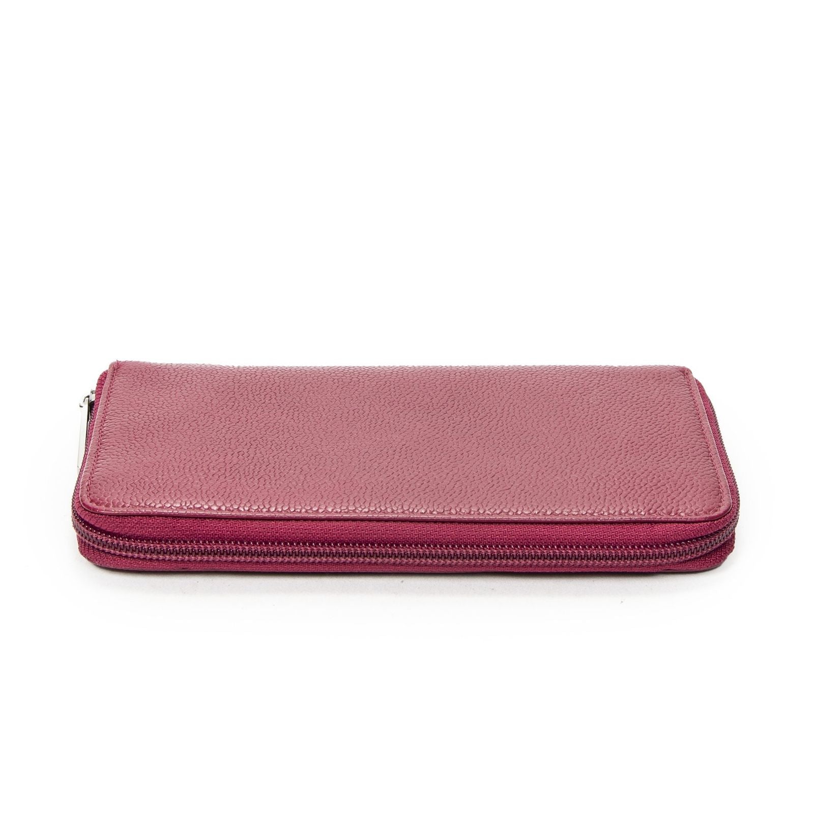 Chanel Timeless Zip Around Wallet Raspberry Pink Caviar Leather — view 3