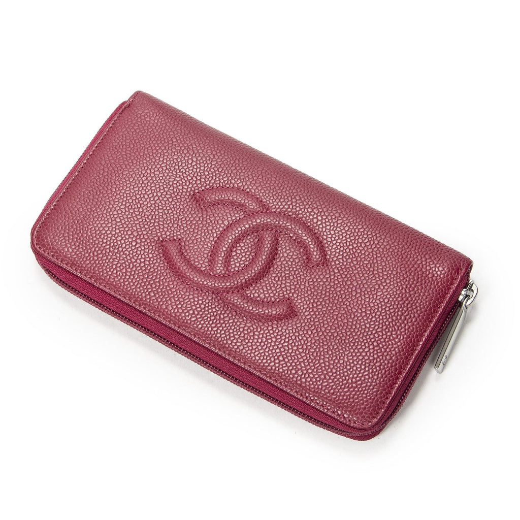 Chanel Timeless Zip Around Wallet Raspberry Pink Caviar Leather