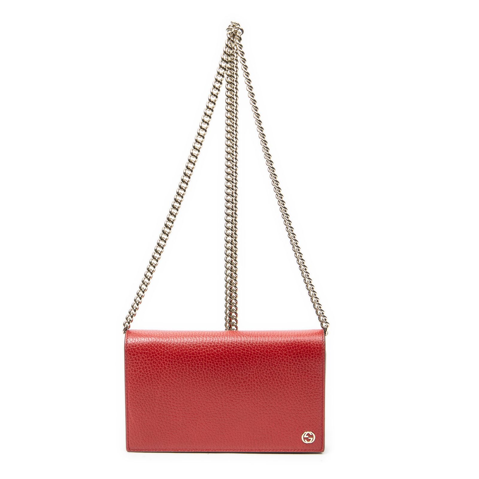 Gucci Chain Wallet Red Calfskin Leather