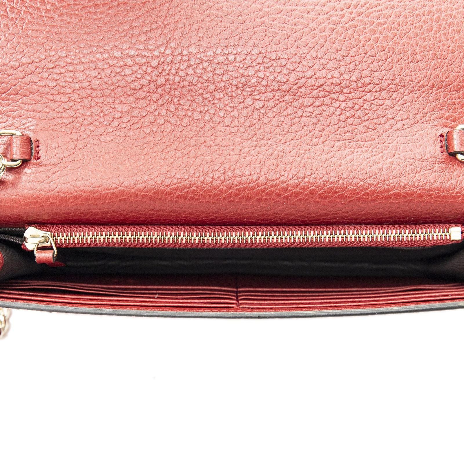 Gucci Chain Wallet Red Calfskin Leather — view 9