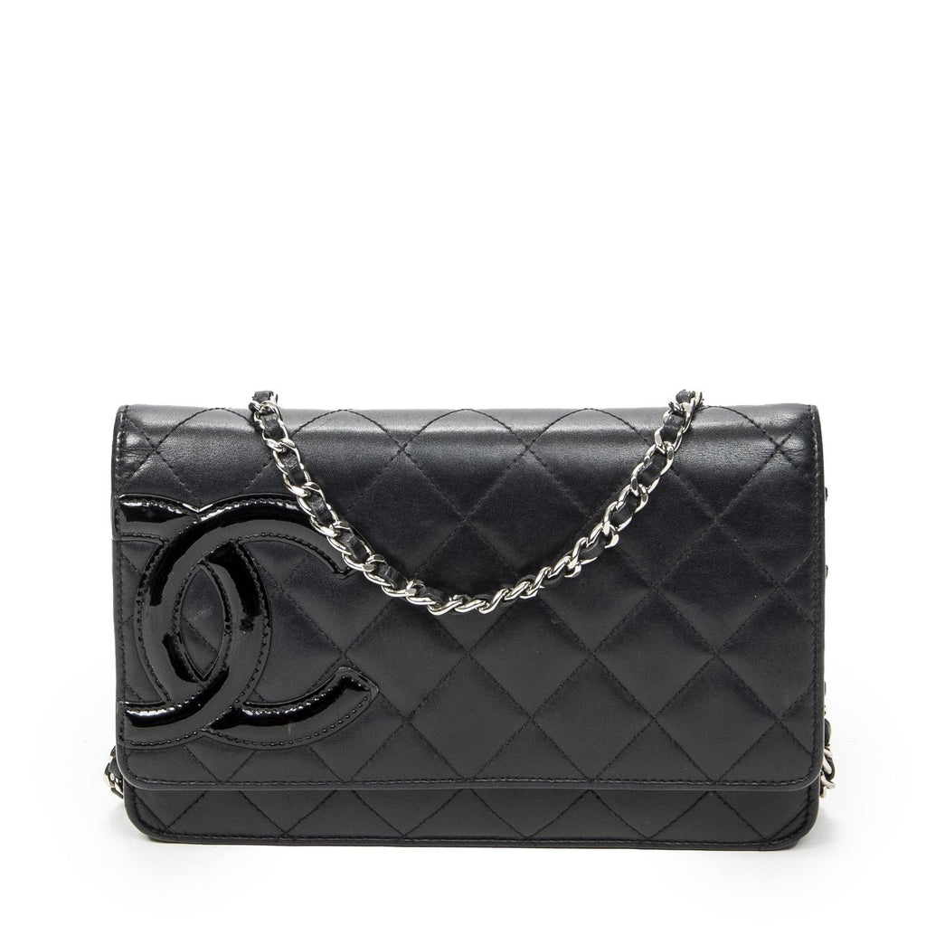 Chanel Cambon Line Chain Wallet Black Quilted Lambskin Leather