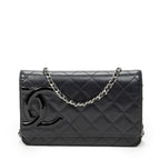 Chanel Cambon Line Chain Wallet Black Quilted Lambskin Leather