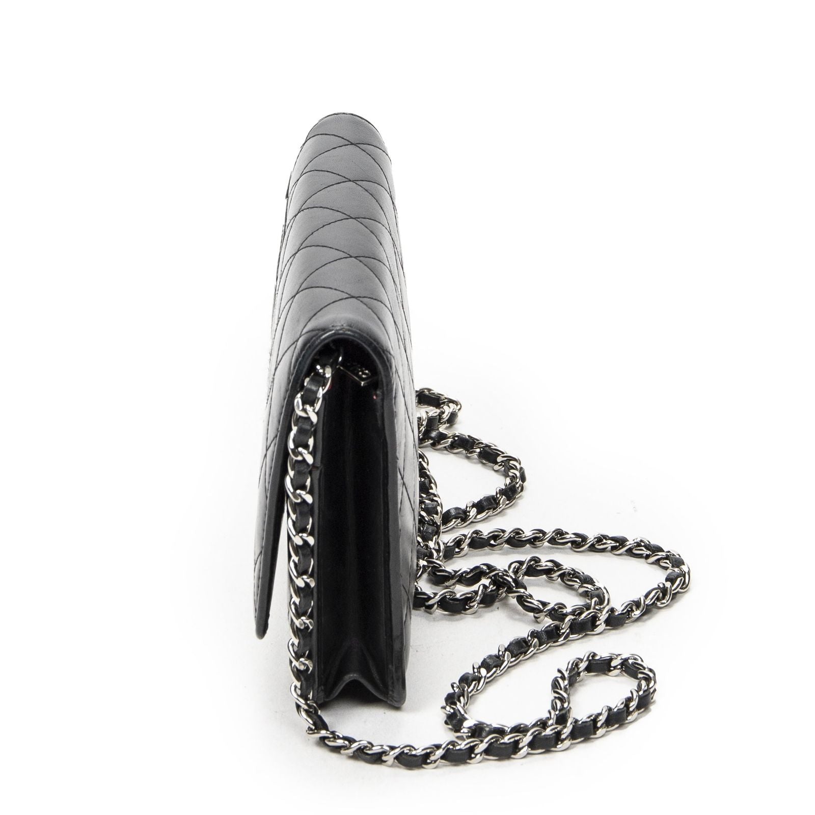 Chanel Cambon Line Chain Wallet Black Quilted Lambskin Leather — view 3