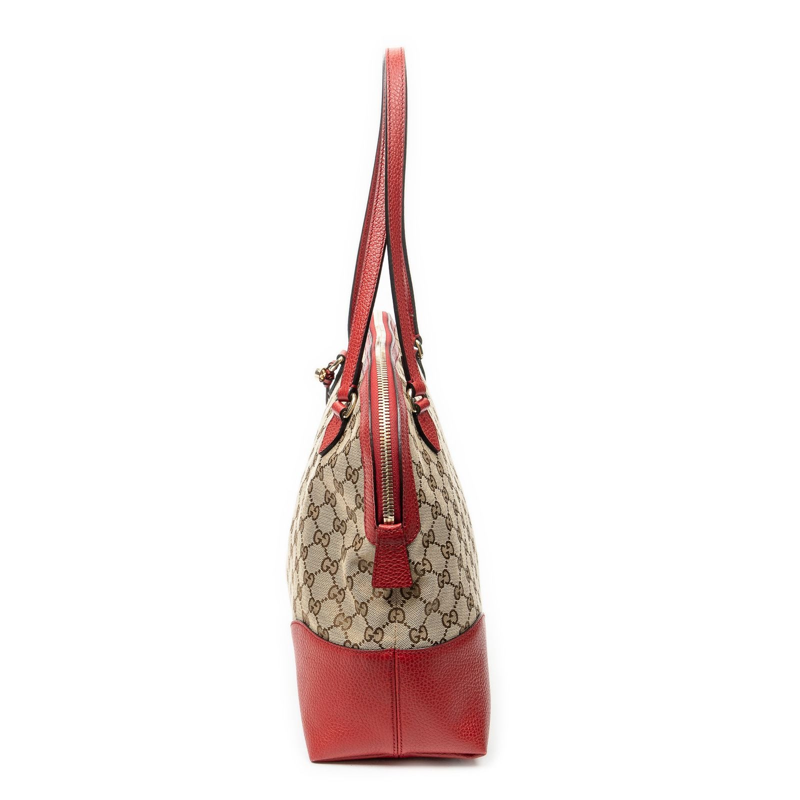 Gucci Medium Bree Dome Tote Beige Red GG Canvas — view 3