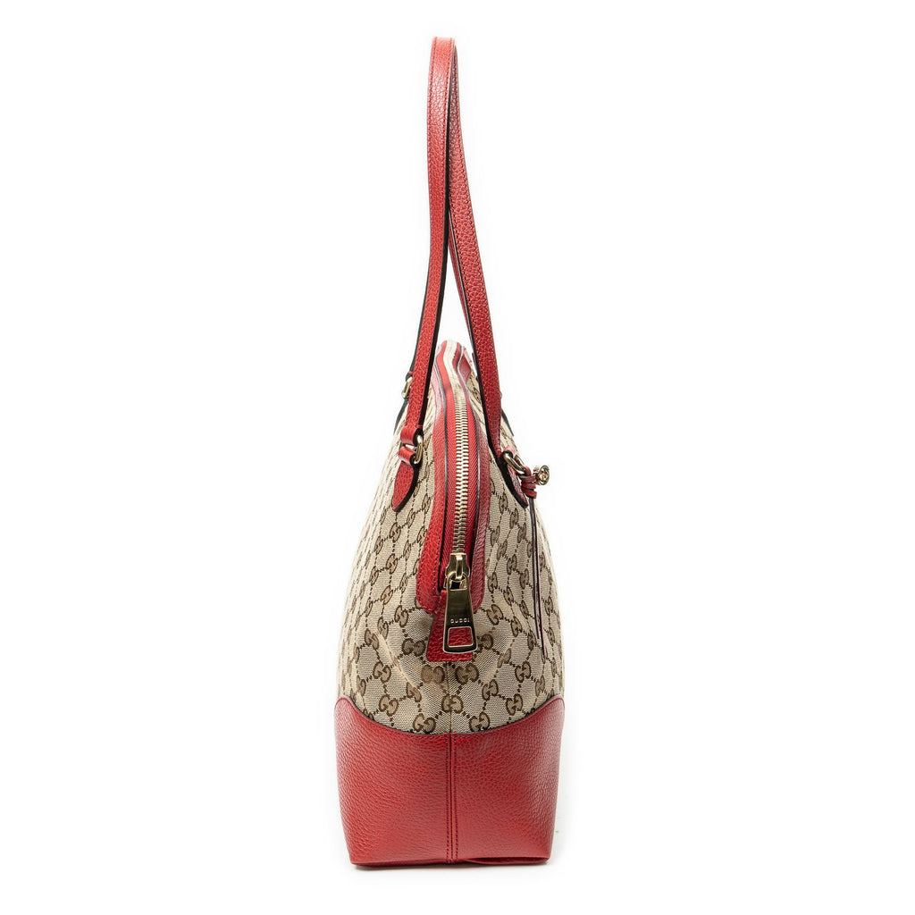 Gucci Medium Bree Dome Tote Beige Red GG Canvas — view 4