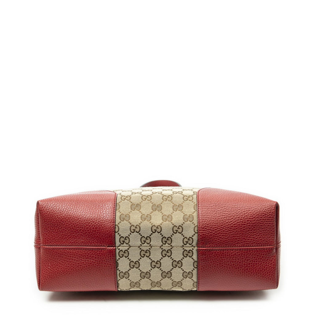 Gucci Medium Bree Dome Tote Beige Red GG Canvas — view 6