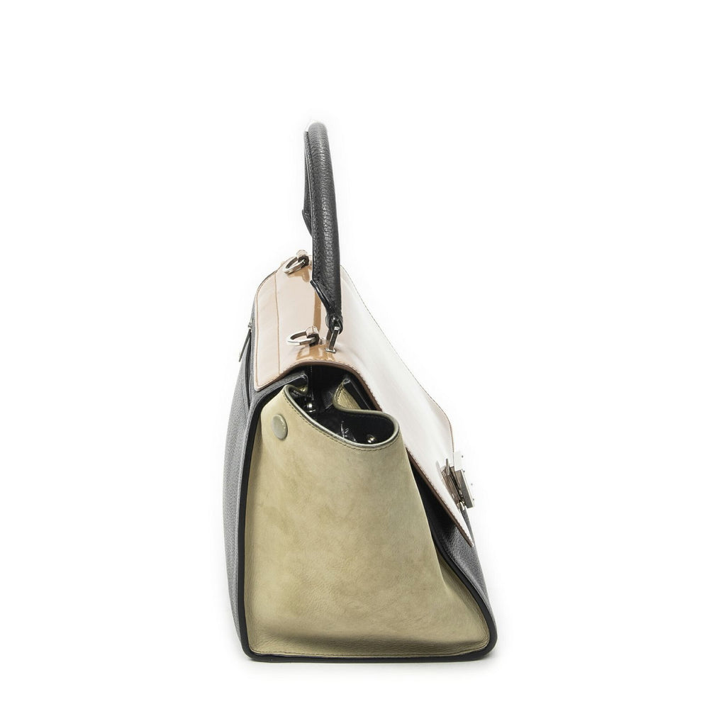 Celine Small Medium Swing Dark Gray Beige Green Calfskin Leather Messenger — view 4