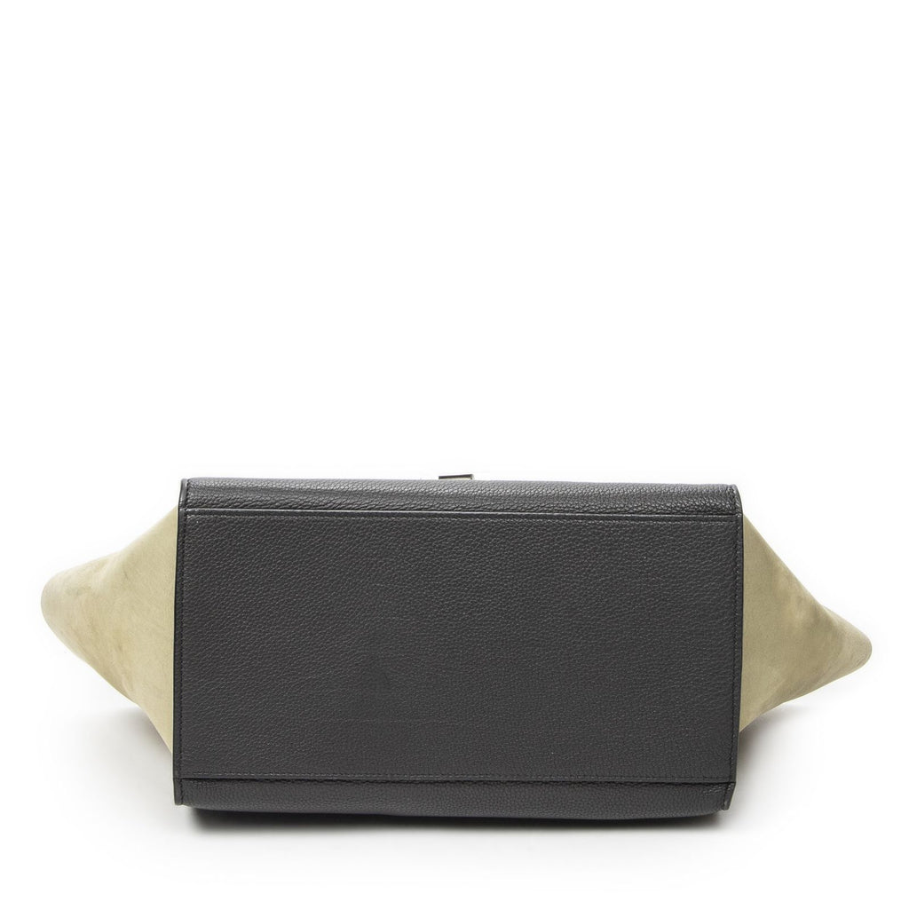 Celine Small Medium Swing Dark Gray Beige Green Calfskin Leather Messenger — view 6