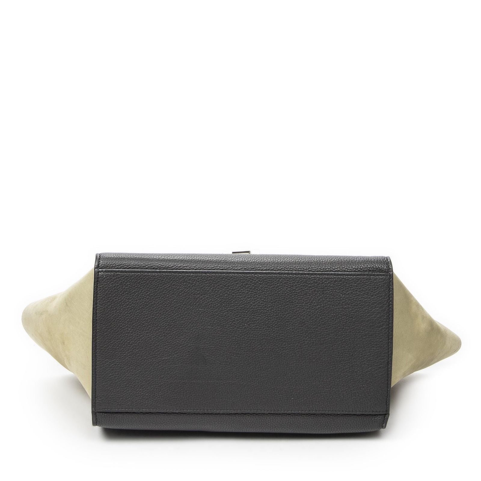 Celine Small Medium Swing Dark Gray Beige Green Calfskin Leather Messenger — view 6