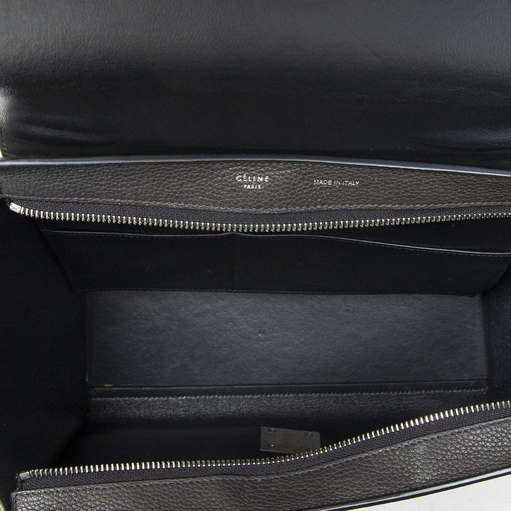 Celine Small Medium Swing Dark Gray Beige Green Calfskin Leather Messenger — view 9