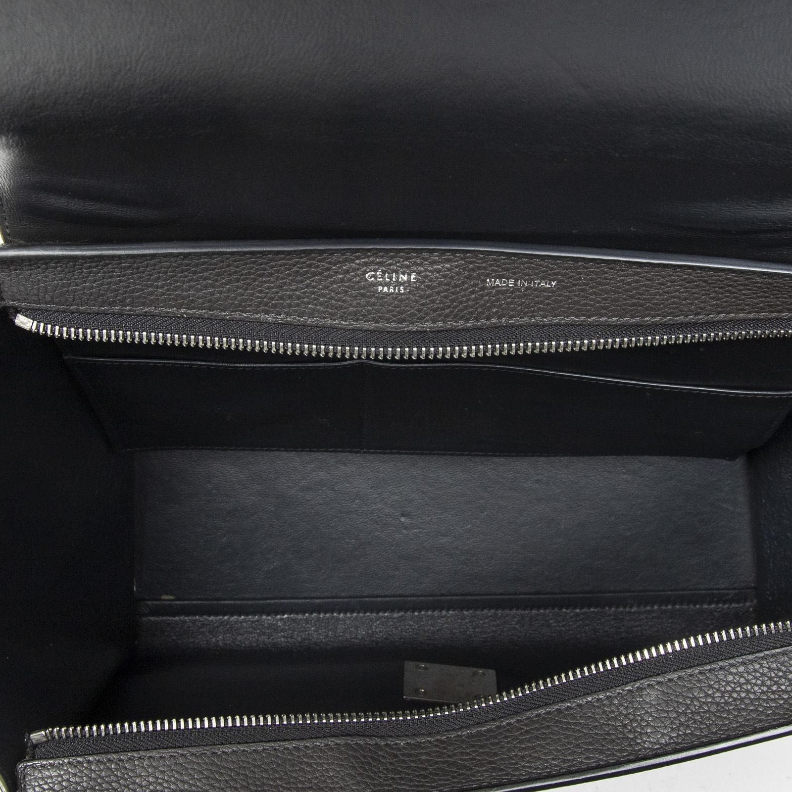 Celine Small Medium Swing Dark Gray Beige Green Calfskin Leather Messenger — view 9