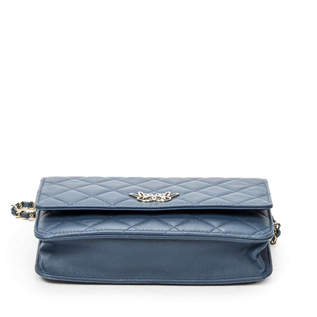 Chanel Emoticon Wallet on Chain Blue Quilted Lambskin Leather — view 6