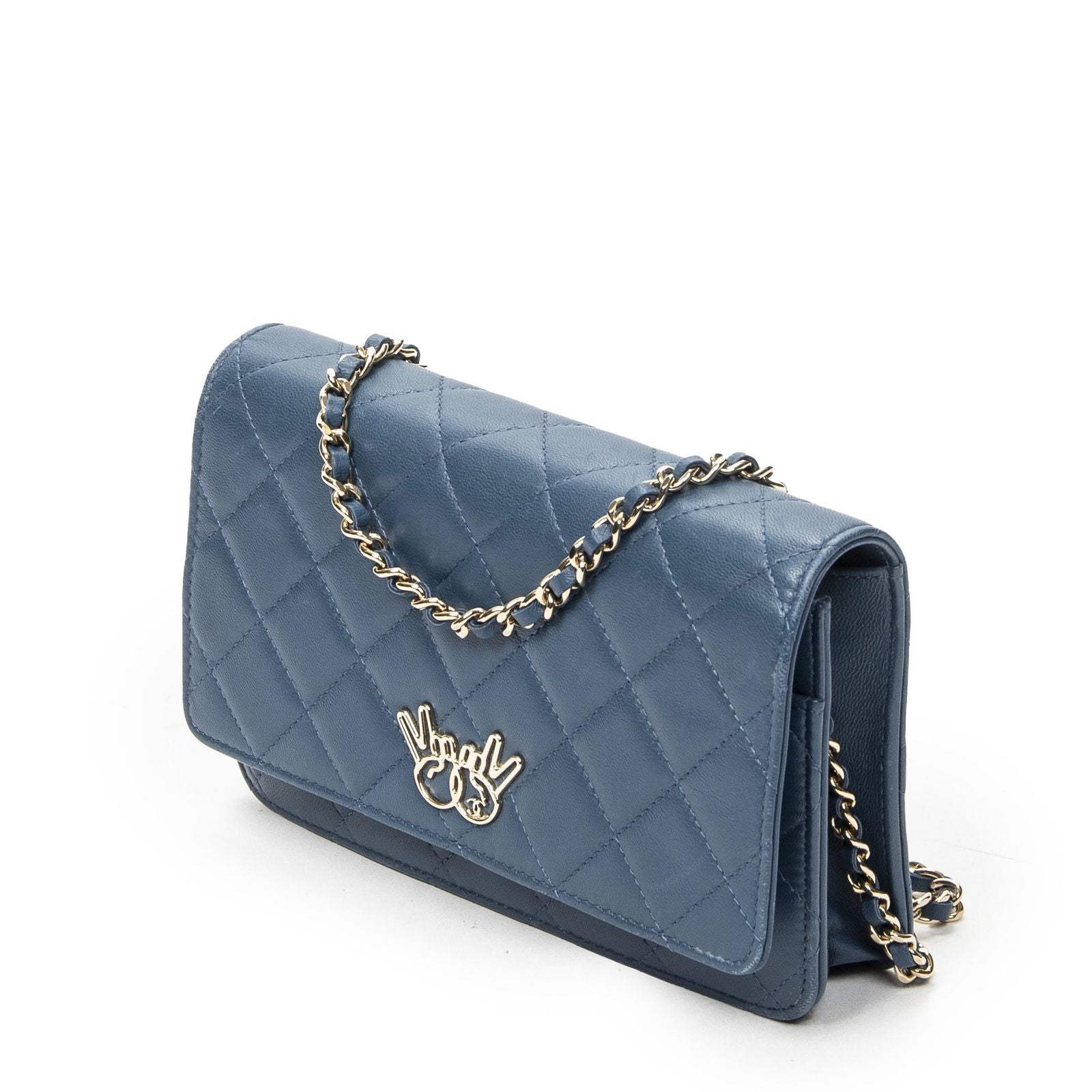 Chanel Emoticon Wallet on Chain Blue Quilted Lambskin Leather — view 2