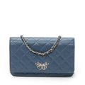 Chanel Emoticon Wallet on Chain Blue Quilted Lambskin Leather