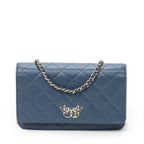 Chanel Emoticon Wallet on Chain Blue Quilted Lambskin Leather