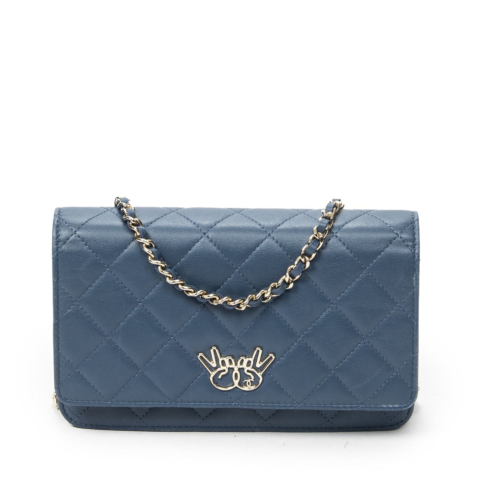 Chanel Emoticon Wallet on Chain Blue Quilted Lambskin Leather