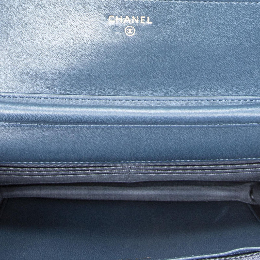 Chanel Emoticon Wallet on Chain Blue Quilted Lambskin Leather — view 9