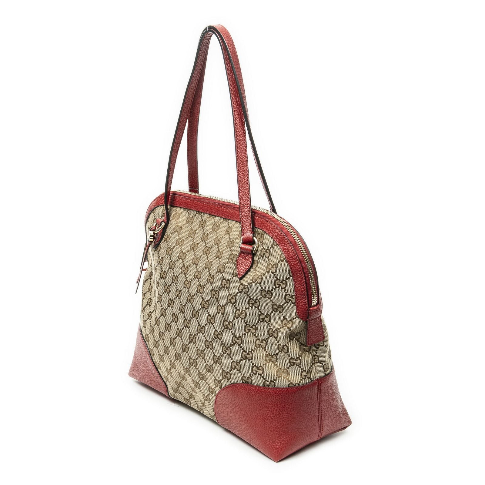 Gucci Medium Bree Dome Tote Beige Red GG Canvas — view 2