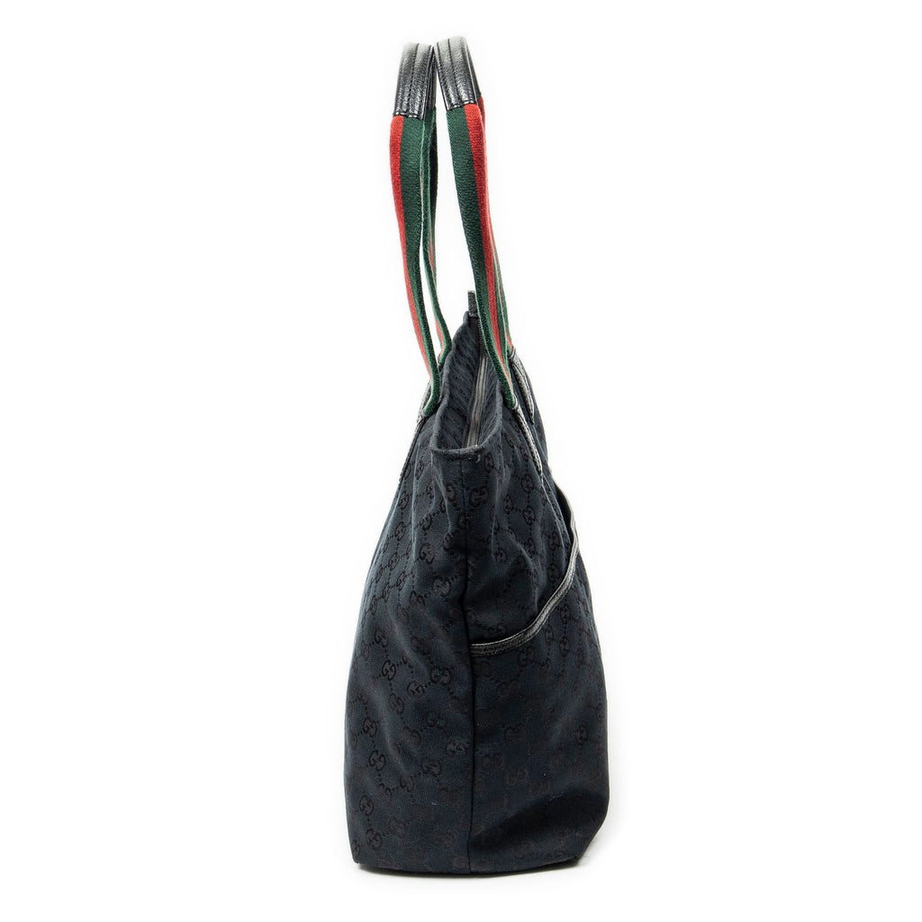 Gucci Web Large Diaper Tote Black GG Canvas — view 4