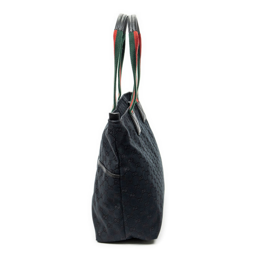 Gucci Web Large Diaper Tote Black GG Canvas — view 3