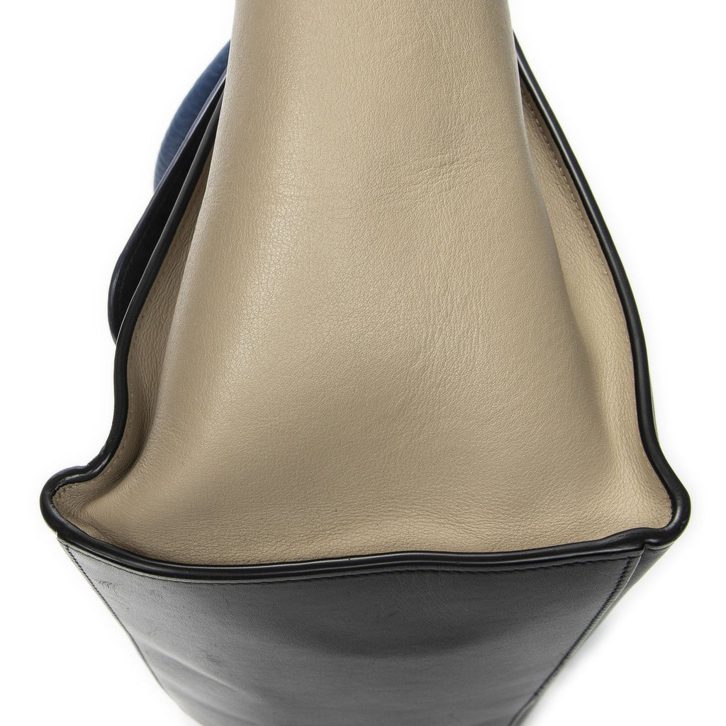 Celine Midi Trapeze Blue Black Beige Calfskin Leather Messenger — view 8