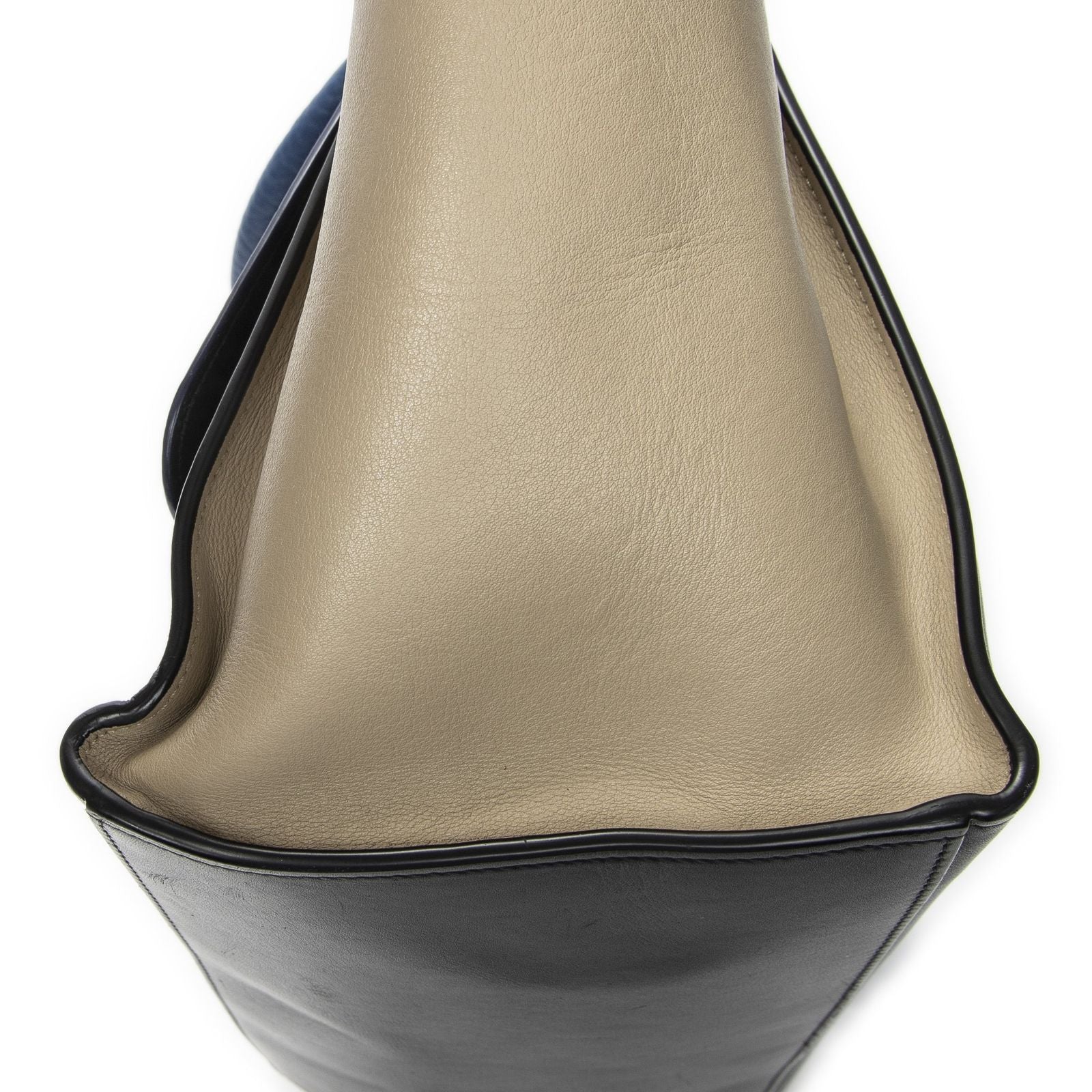 Celine Midi Trapeze Blue Black Beige Calfskin Leather Messenger — view 8