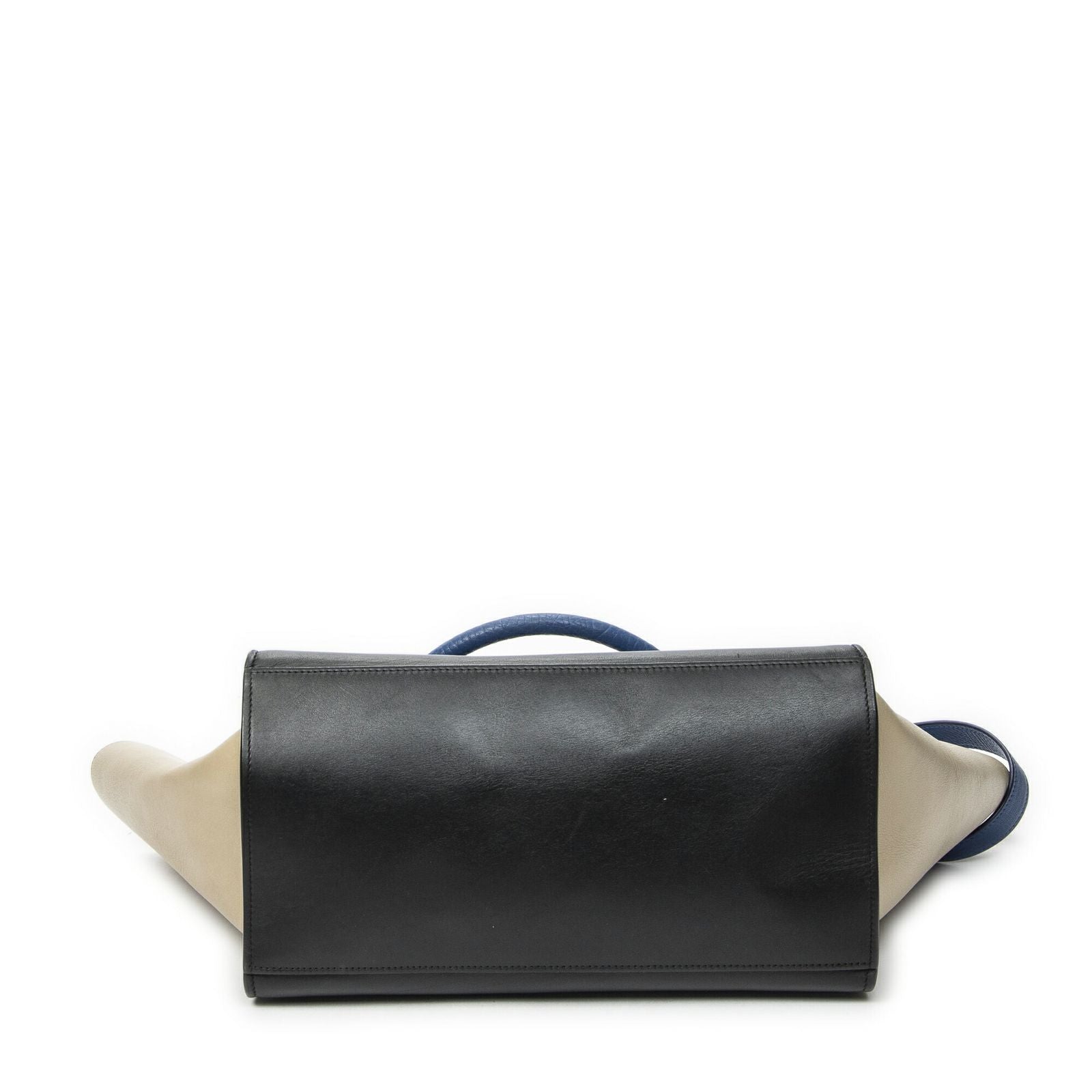 Celine Midi Trapeze Blue Black Beige Calfskin Leather Messenger — view 6
