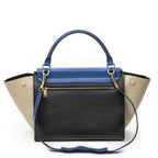 Celine Midi Trapeze Blue Black Beige Calfskin Leather Messenger — view 5