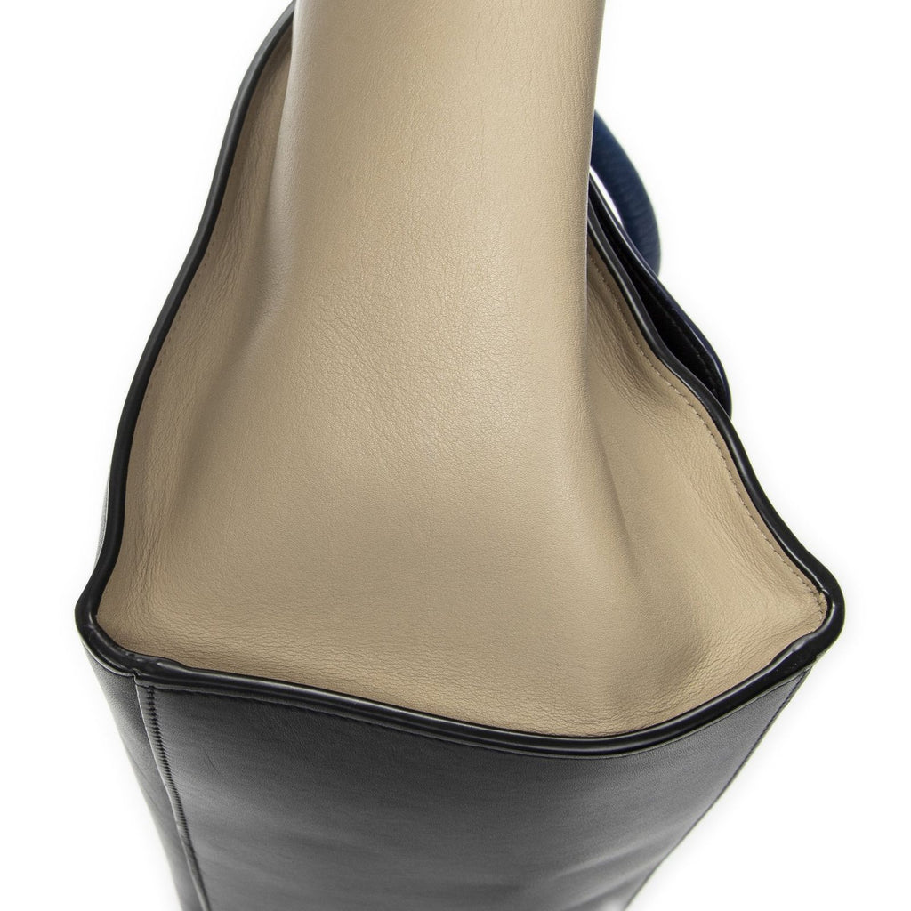 Celine Midi Trapeze Blue Black Beige Calfskin Leather Messenger — view 7