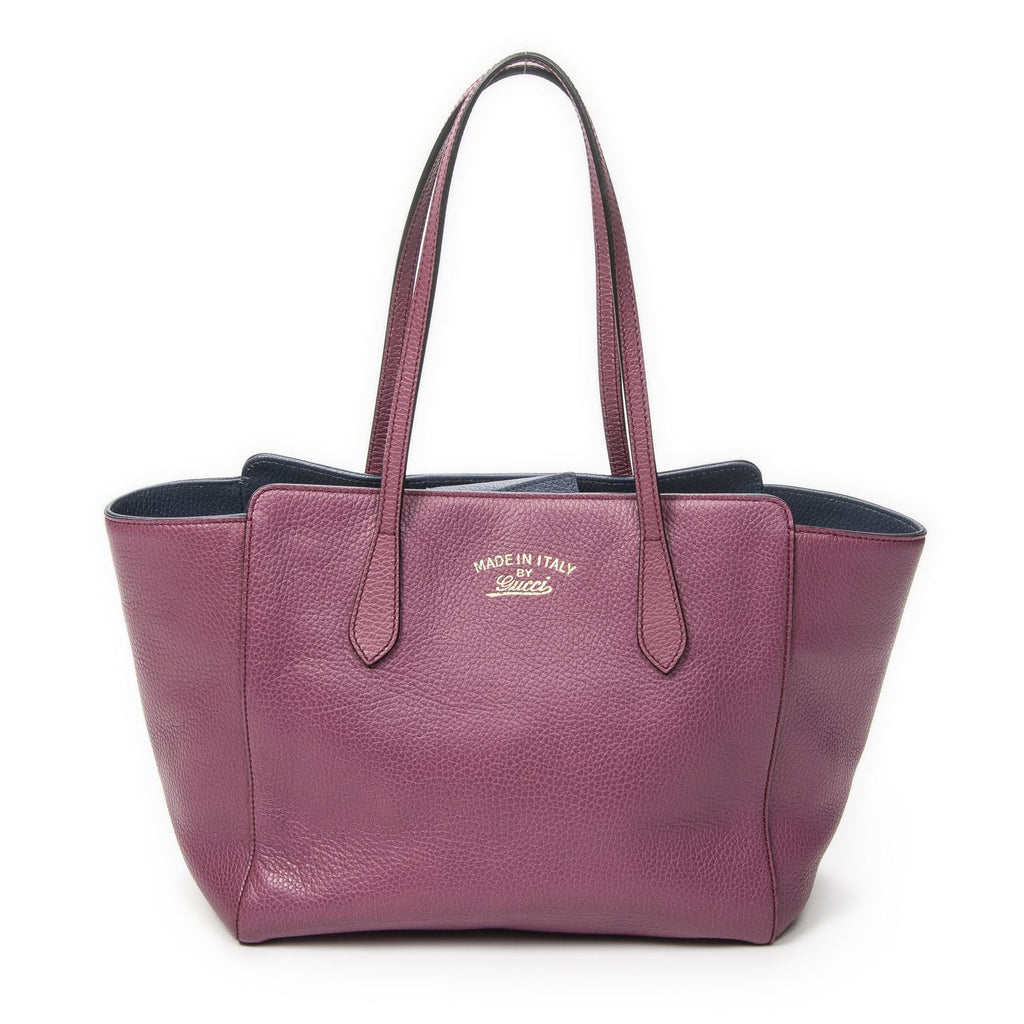 Gucci Small Swing Tote Purple Calfskin Leather