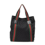 Gucci Open Shopping Tote Black GG Canvas — view 5