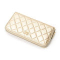 Chanel L-gusset Zip Wallet Metallic Gold Quilted Lambskin Leather