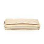 Chanel L-gusset Zip Wallet Metallic Gold Quilted Lambskin Leather — view 3