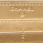 Chanel L-gusset Zip Wallet Metallic Gold Quilted Lambskin Leather — view 5