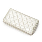 Chanel L-gusset Zip Wallet Gray Quilted Patent Leather — view 2