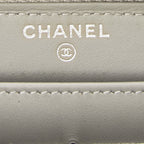Chanel L-gusset Zip Wallet Gray Quilted Patent Leather — view 5