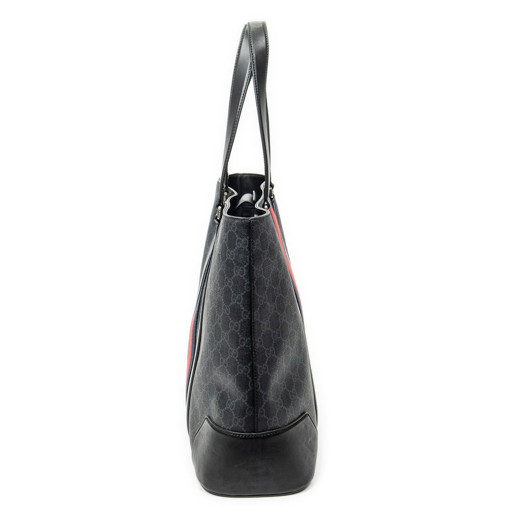 Gucci Large Web Shopping Tote Black Supreme Canvas — view 4