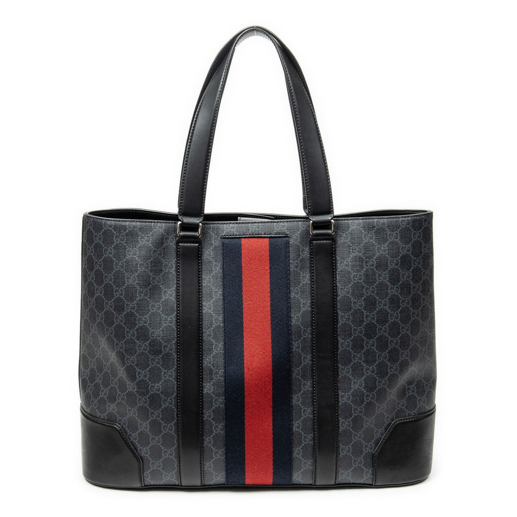 Gucci Large Web Shopping Tote Black Supreme Canvas — view 5