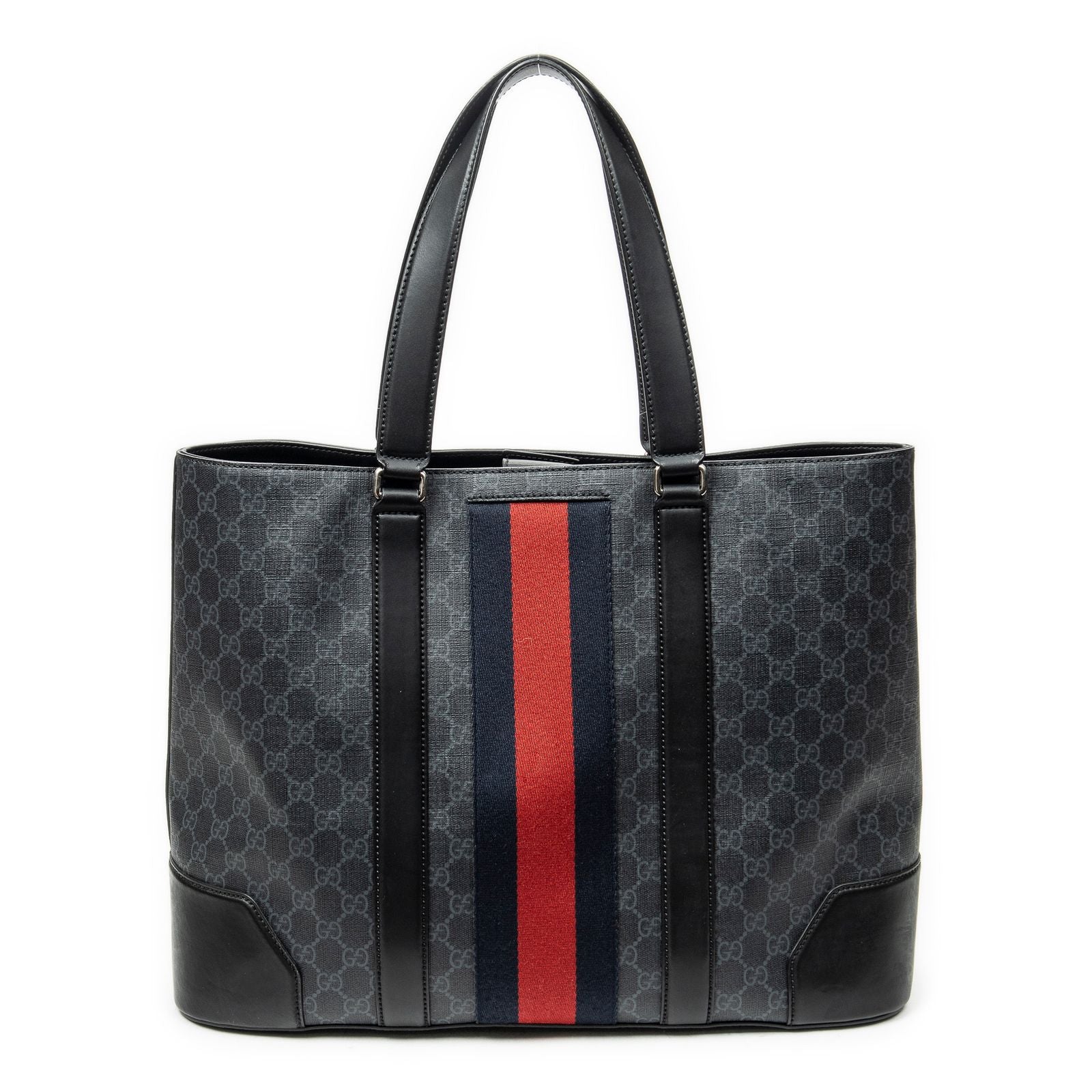 Gucci Large Web Shopping Tote Black Supreme Canvas — view 5