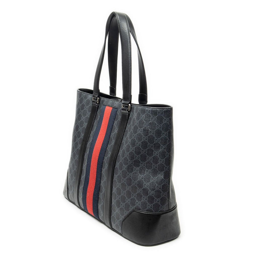 Gucci Large Web Shopping Tote Black Supreme Canvas — view 2