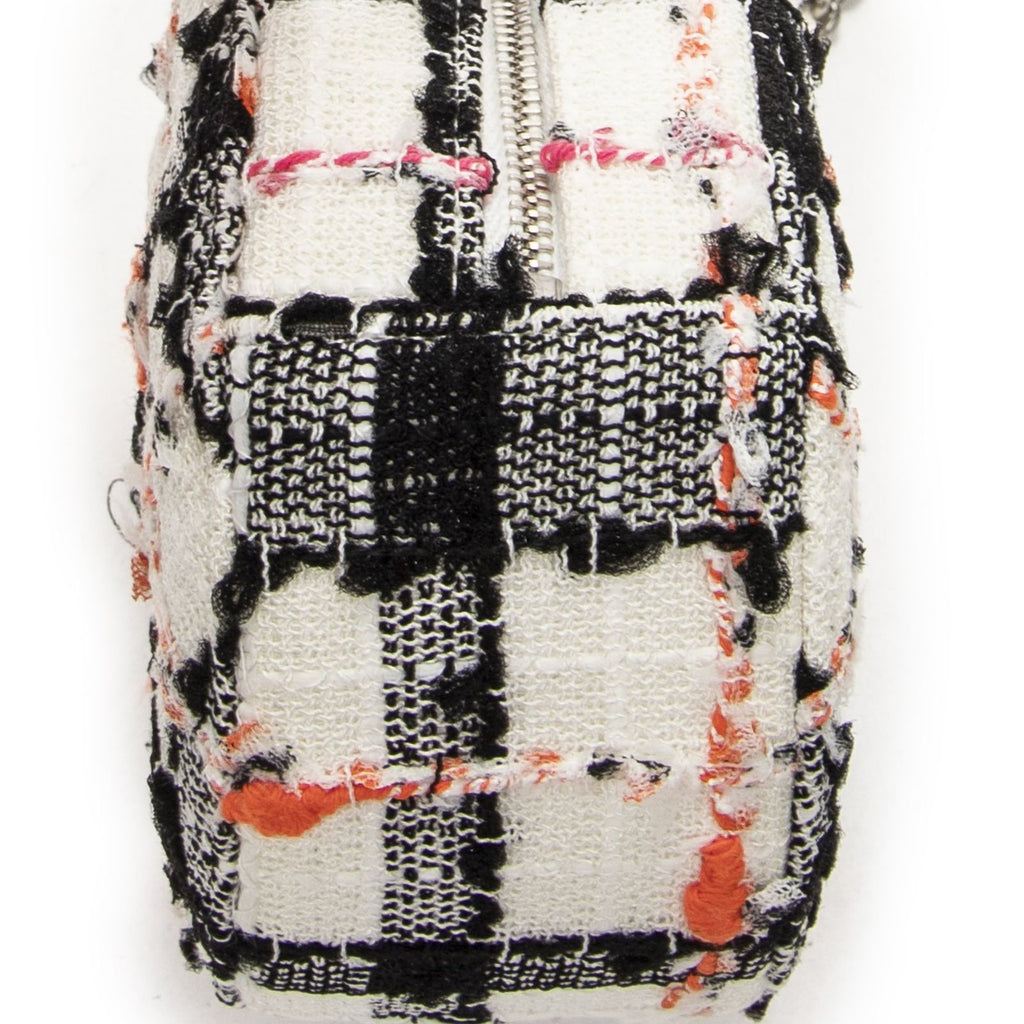 Chanel Mini CC Round Chain Crossbody White Black Pink Quilted Tweed — view 8