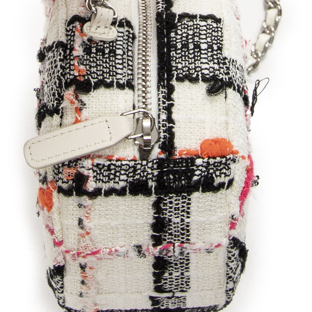 Chanel Mini CC Round Chain Crossbody White Black Pink Quilted Tweed — view 7