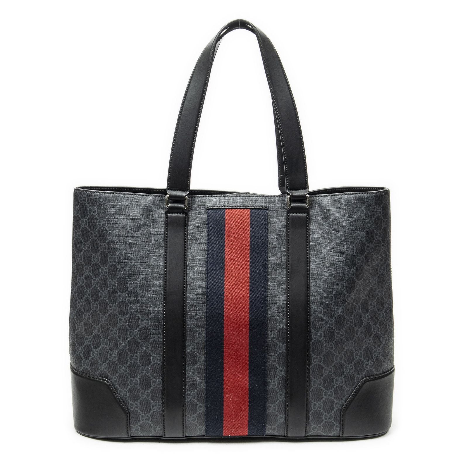 Gucci Large Web Shopping Tote Black Supreme Canvas