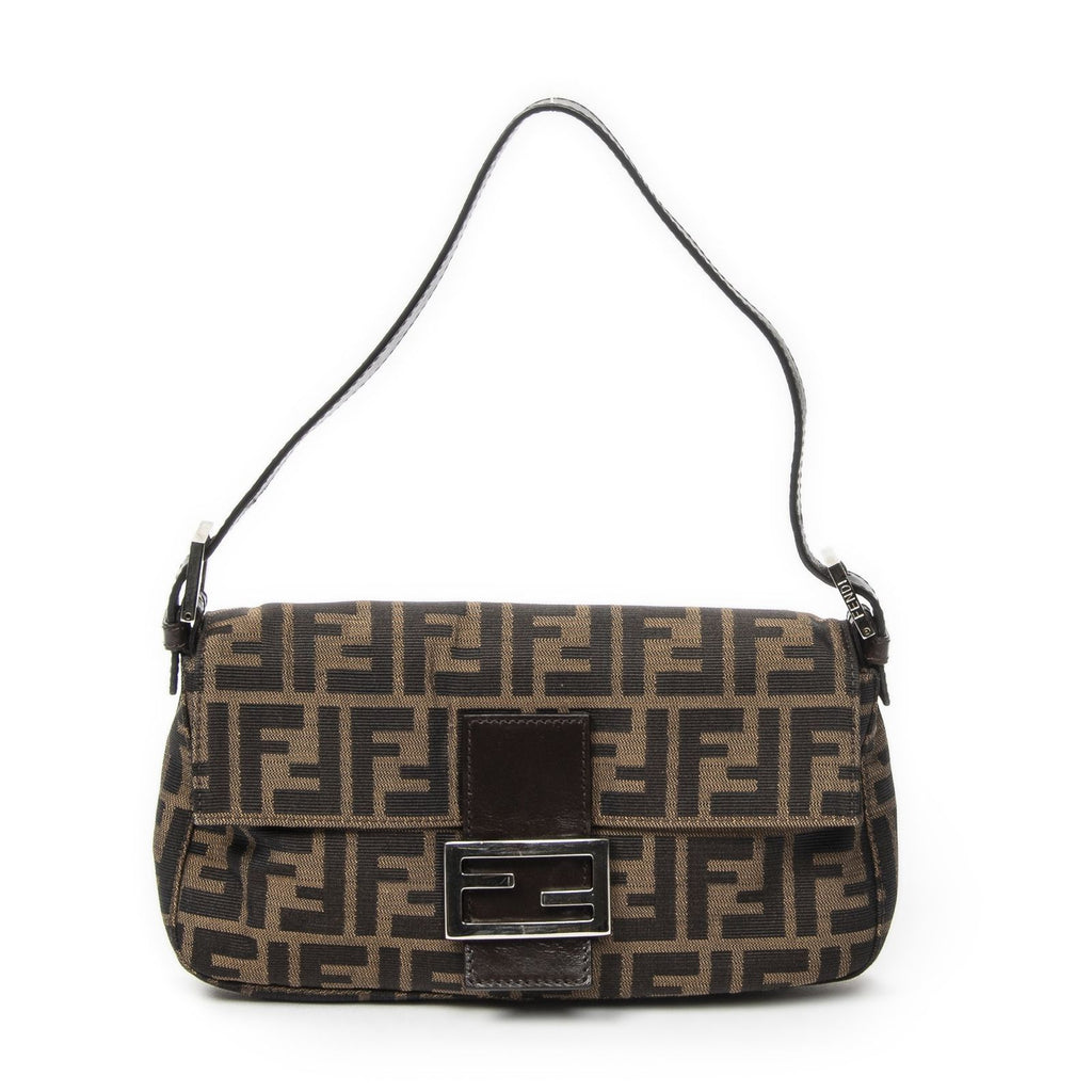 Fendi Baguette Brown Black Zucca Canvas Messenger