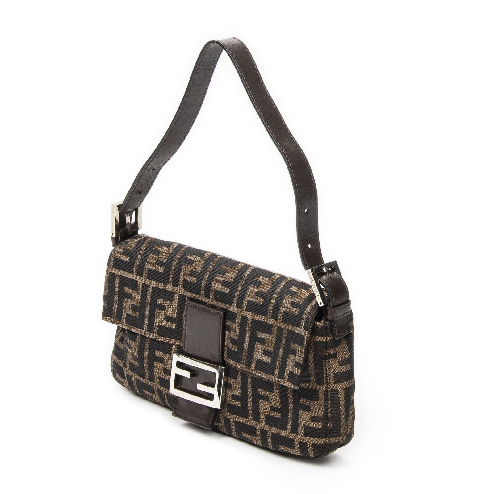 Fendi Baguette Brown Black Zucca Canvas Messenger — view 2